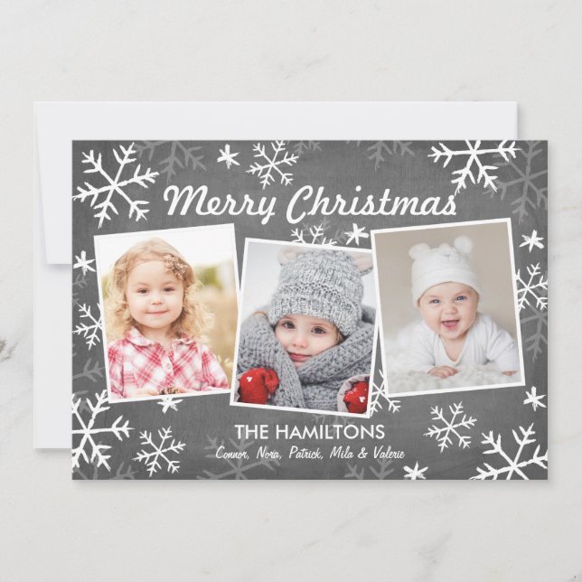 Cartes Pour Fêtes Annuelles Chalky Snowfall 3 Photo Noël (Devant)