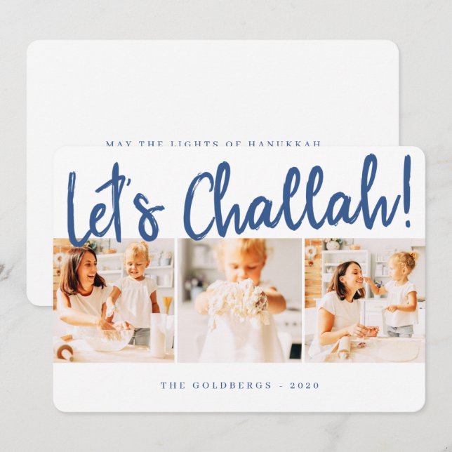 Cartes Pour Fêtes Annuelles Challah Moderne Simple Trois Vacances Photo (Devant / Derrière)