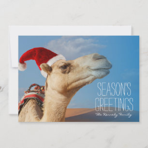 Cartes Pour Fêtes Annuelles chameau avec casquette de noël