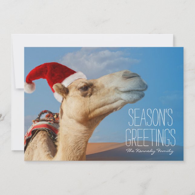 Cartes Pour Fêtes Annuelles chameau avec chapeau de noël (Devant)
