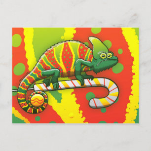 Cartes Pour Fêtes Annuelles Chameleon de Noël en Sucre de canne