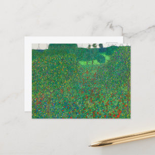 Cartes Pour Fêtes Annuelles Champ de pavots par Après Gustav Klimt