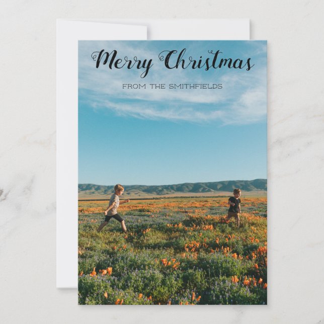 Cartes Pour Fêtes Annuelles Champ de tournesols Noël en famille (Devant)