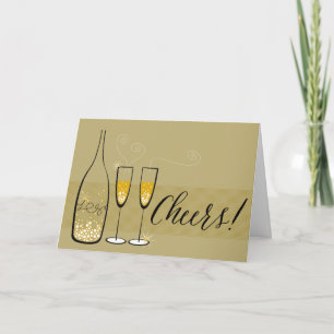 Cartes Pour Fêtes Annuelles Champagne d'or à la gloire de Bubbly élégant Chic 