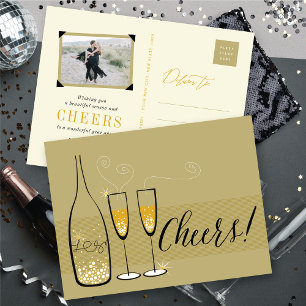 Cartes Pour Fêtes Annuelles Champagne d'or à la gloire de Bubbly élégant Chic 