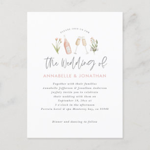 Cartes Pour Fêtes Annuelles Champagne florale fleur sauvage script moderne