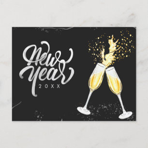 Cartes Pour Fêtes Annuelles Champagne Gold Black Verre Confetti Moderne