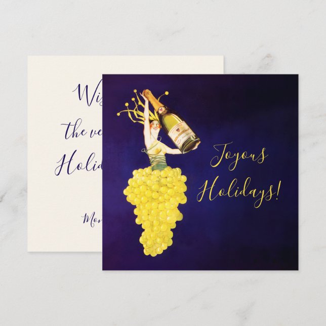 Cartes Pour Fêtes Annuelles Champagne Grapes (Devant / Derrière)