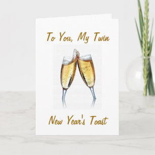 CARTES POUR FÊTES ANNUELLES CHAMPAIN TOAST TO MY TWIN AU NOUVEL AN