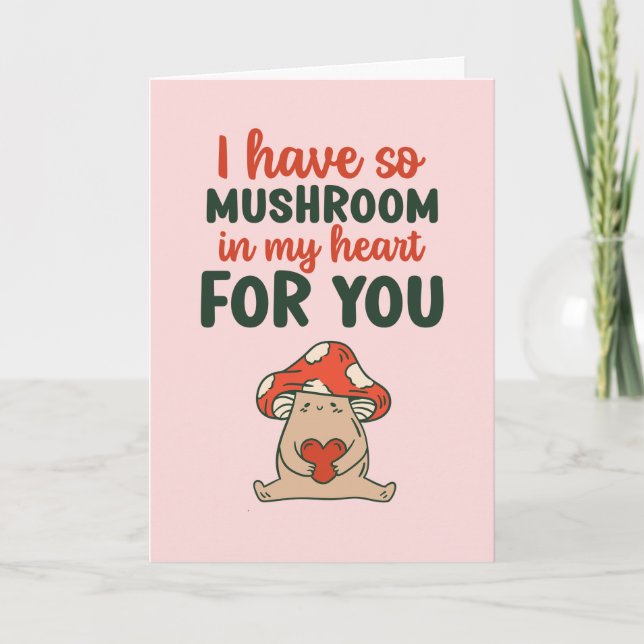 Cartes Pour Fêtes Annuelles Champignons dans mon coeur Kawaii Funny Valentine' (Devant)