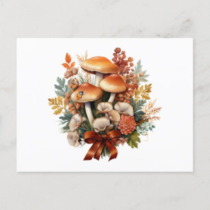 Cartes Pour Fêtes Annuelles Champignons sauvages d'automne et Collage forestie