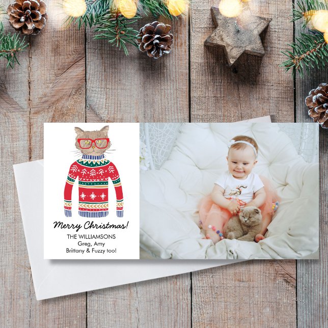 Cartes Pour Fêtes Annuelles Chandail de Noël Amoureux des chats amusant Photo  (Créateur téléchargé)