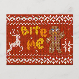 Cartes Pour Fêtes Annuelles Chandail de Noël laid : Bite Me Gingbread Man