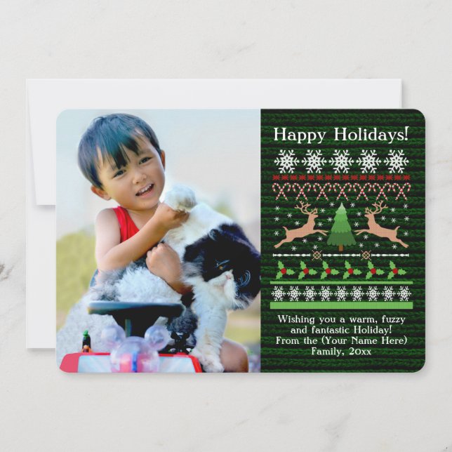 Cartes Pour Fêtes Annuelles Chandail de Noël mignon Thème Photo Salutation (Devant)