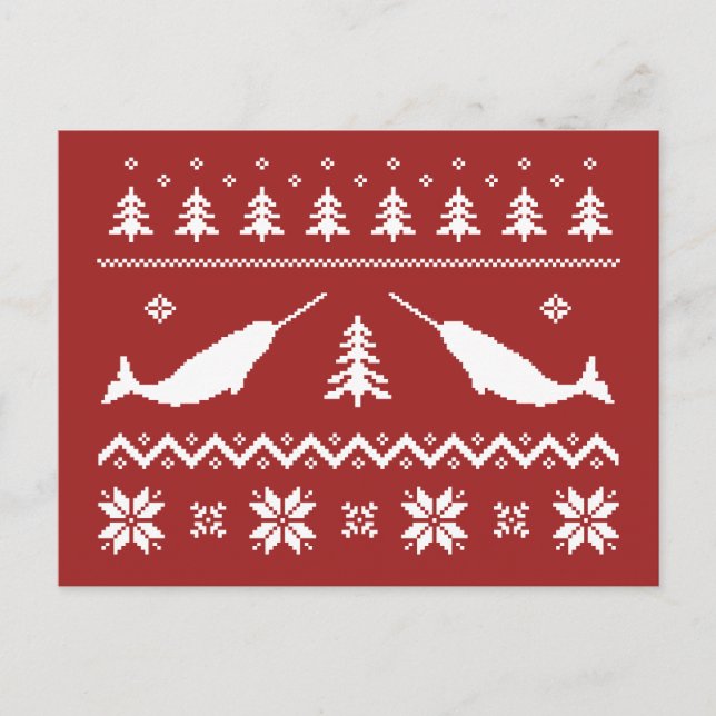 Cartes Pour Fêtes Annuelles Chandail laid de Noël de Narwhal (Devant)