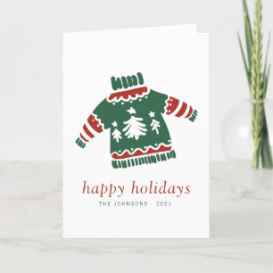 Cartes Pour Fêtes Annuelles Chandail rouge moche et vert