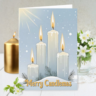 Cartes Pour Fêtes Annuelles Chandeliers Wiccan Imbolc Chandelles Snowy Sunshin