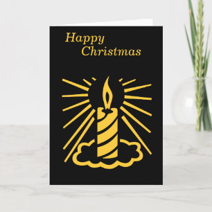 Cartes Pour Fêtes Annuelles chandelle minimaliste noir et or brûlant saisonniè