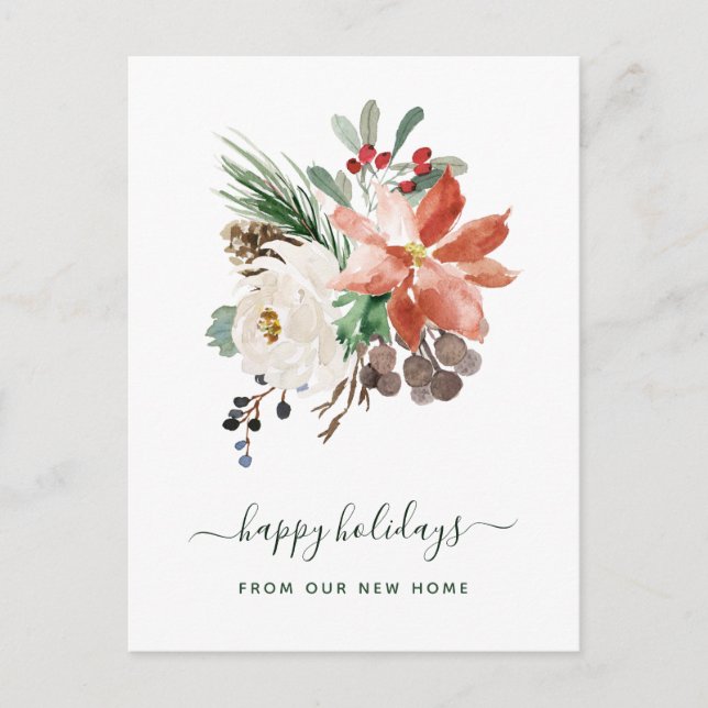 Cartes Pour Fêtes Annuelles Changement d'adresse à Noël | Vacances florales (Devant)