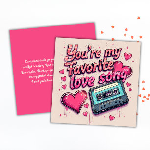 Cartes Pour Fêtes Annuelles Chanson d'amour de musique rose Retro Valentines D