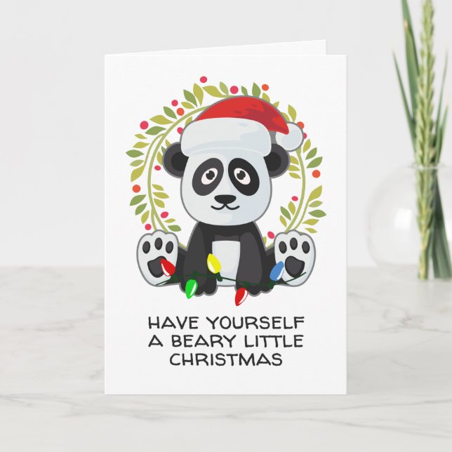 Cartes Pour Fêtes Annuelles Chanson de Noël drôle Pun Panda (Devant)