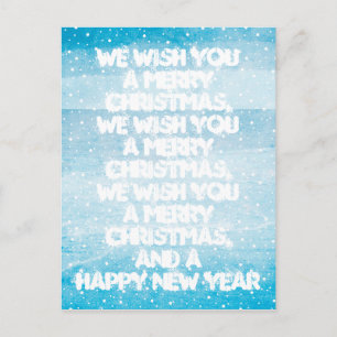 Cartes Pour Fêtes Annuelles Chanson de Noël sur aquarelle bleue