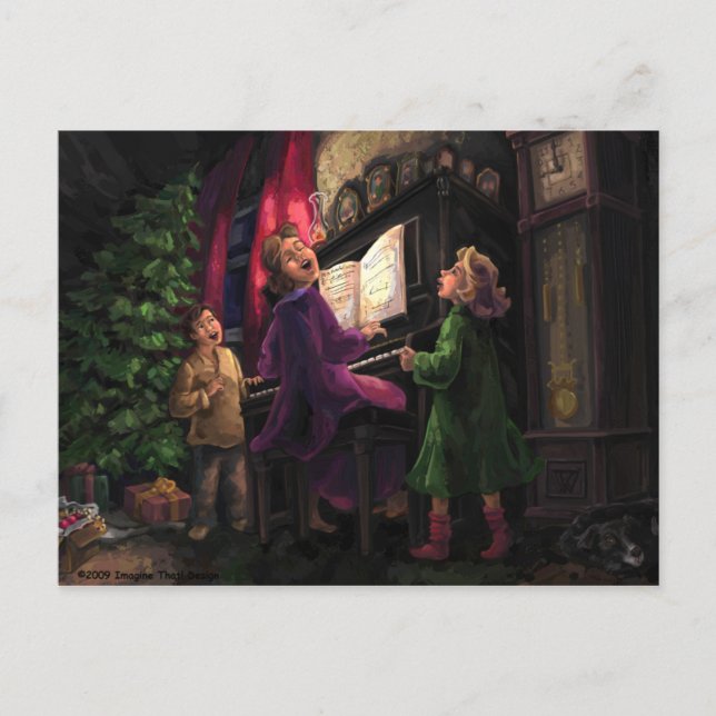 Cartes Pour Fêtes Annuelles Chant de Noël le long (Devant)