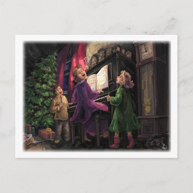 Cartes Pour Fêtes Annuelles Chant de Noël le long (Devant)