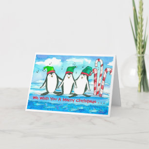 Cartes Pour Fêtes Annuelles Chanter des pingouins Joyeux Noël