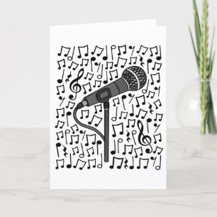 Cartes Pour Fêtes Annuelles Chanteur Microphone Notes musicales Chanteur ensei