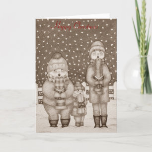 Cartes Pour Fêtes Annuelles chanteurs de carol dans la neige noël