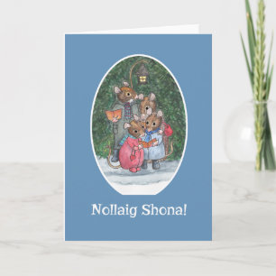 Cartes Pour Fêtes Annuelles Chanteurs Mice Carol Irlandais Gaelic Greeting