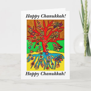 Cartes Pour Fêtes Annuelles Chanukkah heureux - les coeurs se développent dans