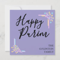 Chapeau de fête néon violet de Pourim avec nom sur