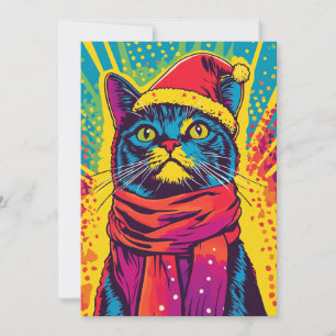 Cartes Pour Fêtes Annuelles Chapeau de Noël de Santa Pop Art Message personnal
