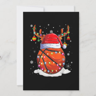 Cartes Pour Fêtes Annuelles Chapeau de Père Noël Basket-ball Renne Lumières de