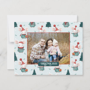 Cartes Pour Fêtes Annuelles Chapeau de Père Noël mignon Souris blanches Photo