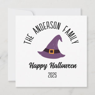 Cartes Pour Fêtes Annuelles Chapeau de sorcière violet personnalisé pour Hallo