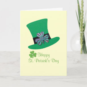 Cartes Pour Fêtes Annuelles Chapeau vert avec trèfle argenté pour la Saint-Pat