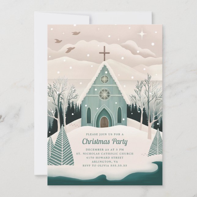Cartes Pour Fêtes Annuelles Chapelle d'hiver | Fête religieuse de l'église de  (Devant)