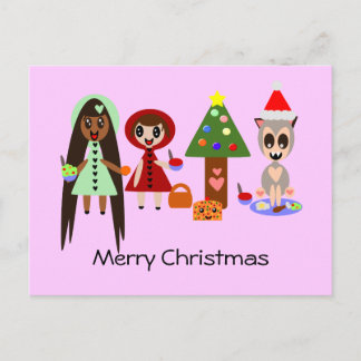 Cartes Pour Fêtes Annuelles Chaperon rouge, Rapunzel à la fête de Noël