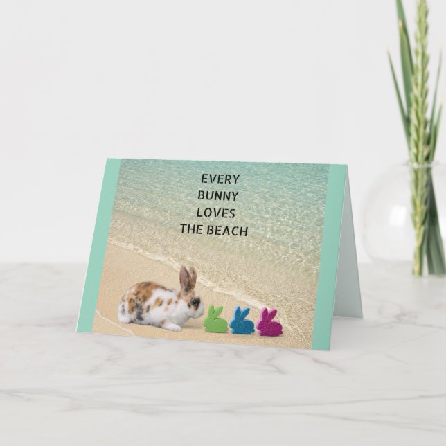 Cartes Pour Fêtes Annuelles Chaque Bunny Aime La Plage Pâques Tropicales (Devant)