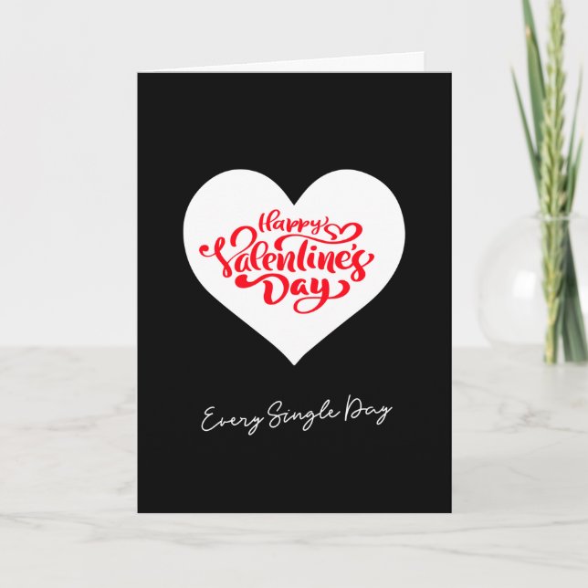 Cartes Pour Fêtes Annuelles Chaque Jour Artsy Black Happy Valentines Day (Devant)