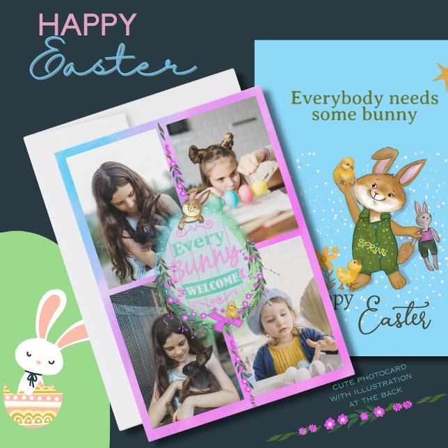 Cartes Pour Fêtes Annuelles Chaque lapin accueille la photo de Pâques (Every Bunny welcome Easter Photo Holiday Card)