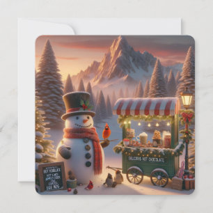 Cartes Pour Fêtes Annuelles Chariot de Chocolat Chaud du Bonhomme de Neige de 