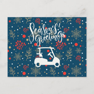 Cartes Pour Fêtes Annuelles  Chariot de golf avec neige de salutation de saiso