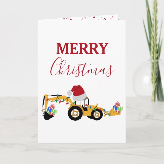 Cartes Pour Fêtes Annuelles Chariot de Noël Construction Camion Noël (Devant)