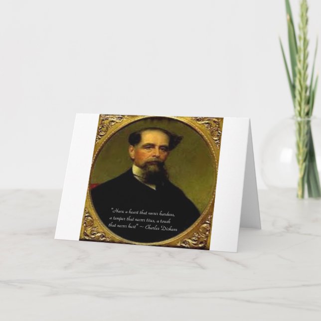 Cartes Pour Fêtes Annuelles Charles Dickens et Citation sincère (Devant)