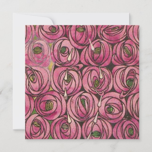 Cartes Pour Fêtes Annuelles Charles Rennie Mackintosh - Roses (Devant)