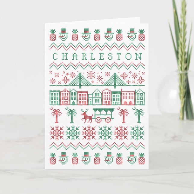 Cartes Pour Fêtes Annuelles Charleston Ugly Sweater Holiday (Devant)
